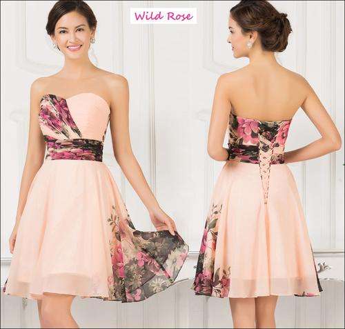 Floral Chiffon Women Prom Gown Evening/Formal/Party/Cocktail/Matric Short Dress