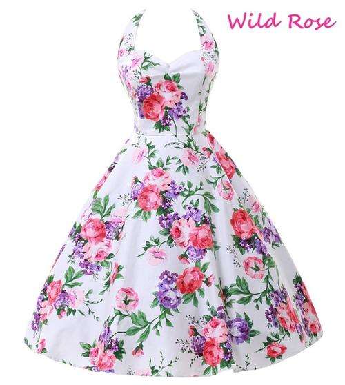 PINK & PURPLE FLORAL 50s 60s Retro Rockabilly Swing Pinup Dress - Free Ship!