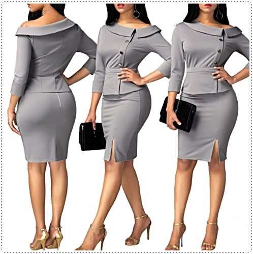 *WILD ROSE* Elegant Office two piece Pencil Skirt Set  - M/L/XL/2XL
