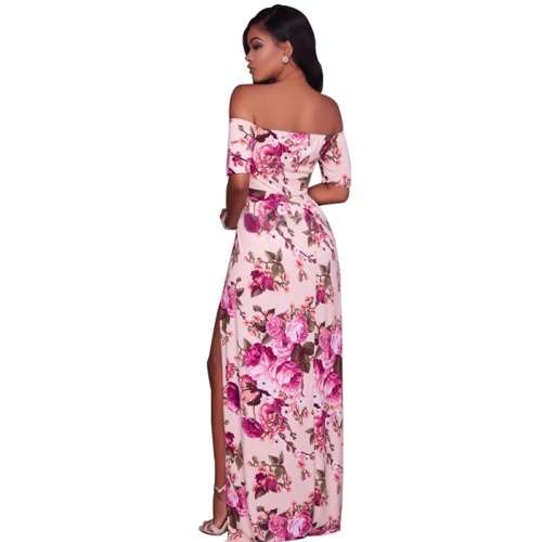*WILD ROSE* Rose Print Strapless Long Dress with Splits - S/M/L/XL/2XL
