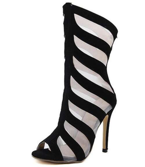 *WILD ROSE* Sexy Black Fashionable Hollow Out Boots Sandals Heels - SA Sizes 2.5-7