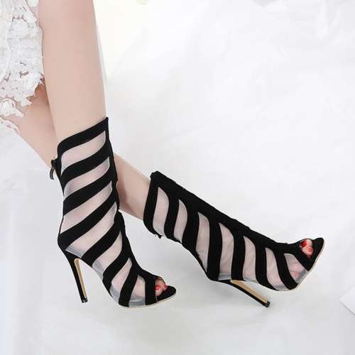 *WILD ROSE* Sexy Black Fashionable Hollow Out Boots Sandals Heels - SA Sizes 2.5-7