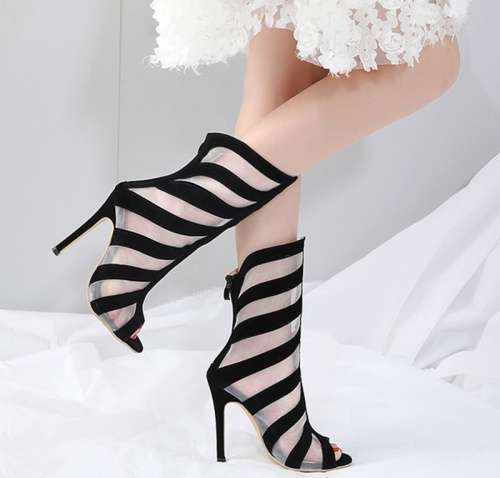 *WILD ROSE* Sexy Black Fashionable Hollow Out Boots Sandals Heels - SA Sizes 2.5-7