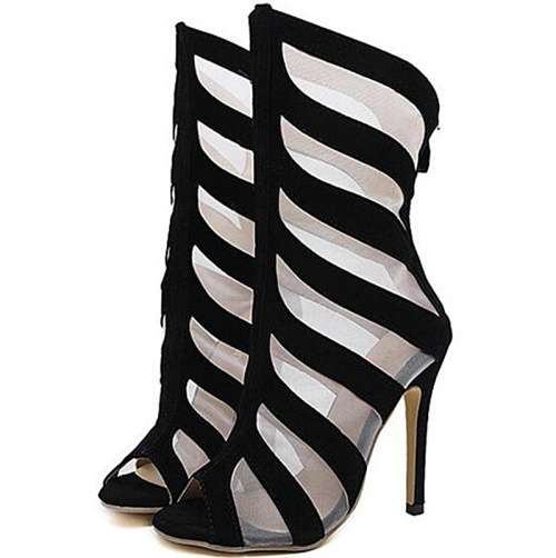 *WILD ROSE* Sexy Black Fashionable Hollow Out Boots Sandals Heels - SA Sizes 2.5-7