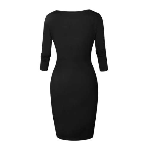 *LOCAL STOCK* Clearance! Sexy Black Zipped Up Curvy Dress with Mid Sleeves - MEDIUM