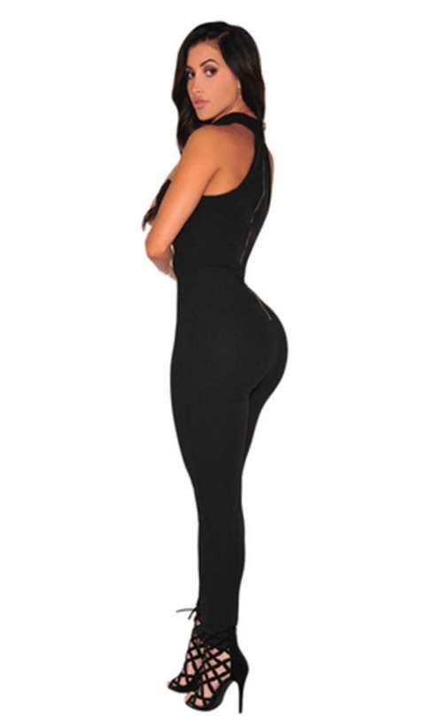 *LOCAL STOCK* Black Strapless Choker Neck Jumpsuit - MEDIUM