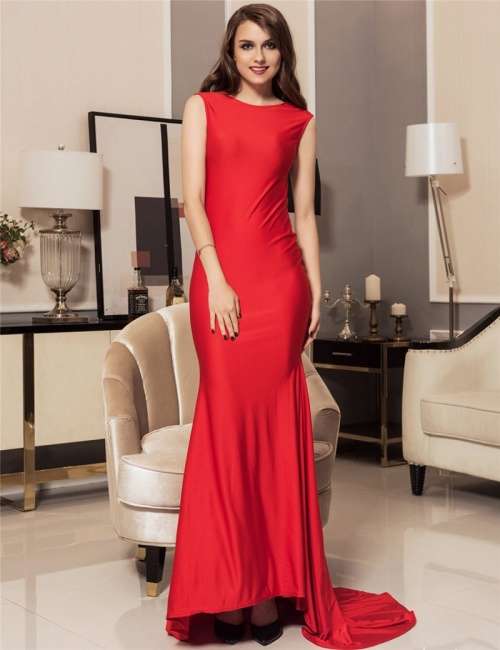 *WILD ROSE* Red Bow Detail Low Back Sleeveless Evening Dress - S/M/L/XL