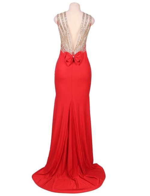 *WILD ROSE* Red Bow Detail Low Back Sleeveless Evening Dress - S/M/L/XL