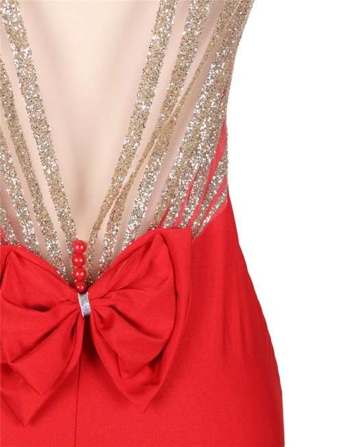 *WILD ROSE* Red Bow Detail Low Back Sleeveless Evening Dress - S/M/L/XL