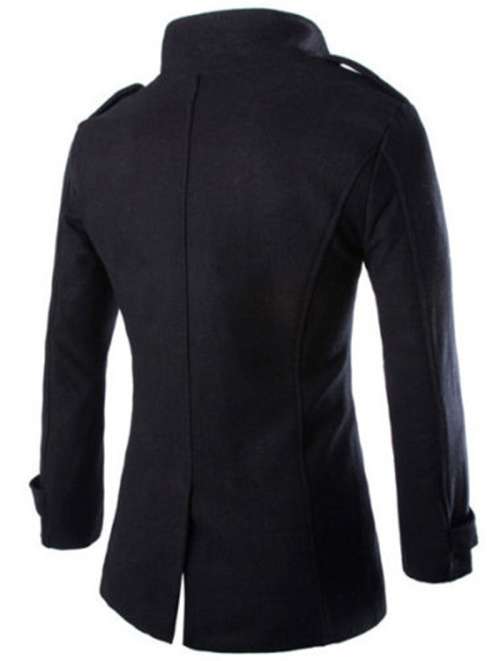 Stylish Black Mens Trench Jacket Double Breasted Coat - M/L/XL/2XL/3XL