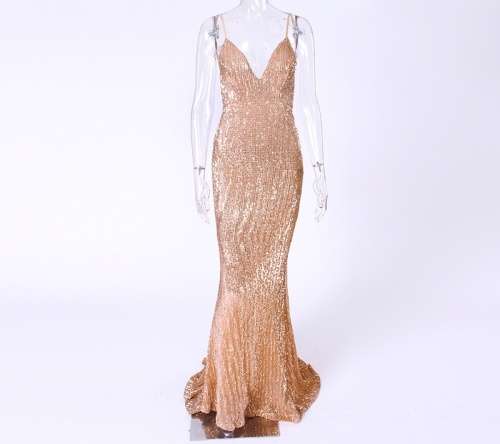 *WILD ROSE* Sexy Rose Gold Open Back Evening Mermaid Evening Dress - XS/S/M/L