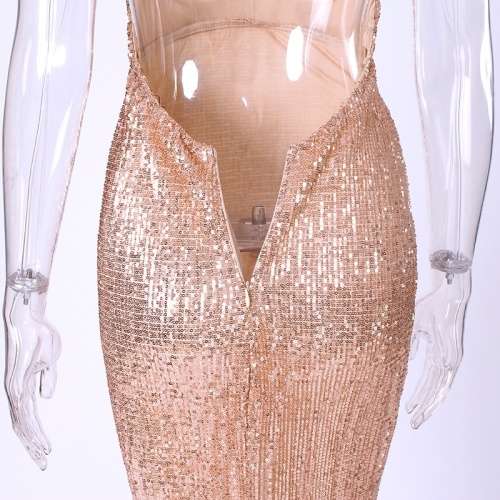 *WILD ROSE* Sexy Rose Gold Open Back Evening Mermaid Evening Dress - XS/S/M/L