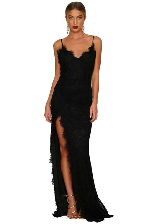 *WILD ROSE* Black Lace Bridal Wedding Party Gown Dress - S/M/L/XL