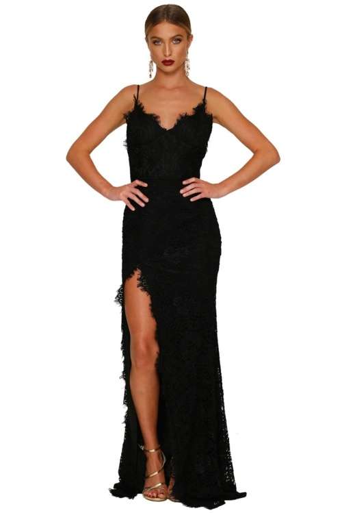 *WILD ROSE* Black Lace Bridal Wedding Party Gown Dress - S/M/L/XL