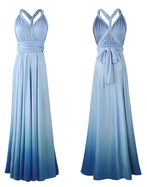 *WILD ROSE* Blue Gradient Infinity Multiway Convertible Bridesmaid Wedding Maxi Dress - S/M/L/XL