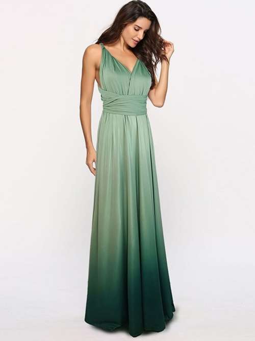 *WILD ROSE* Green Gradient Infinity Multiway Convertible Bridesmaid Wedding Maxi Dress - S/M/L/XL
