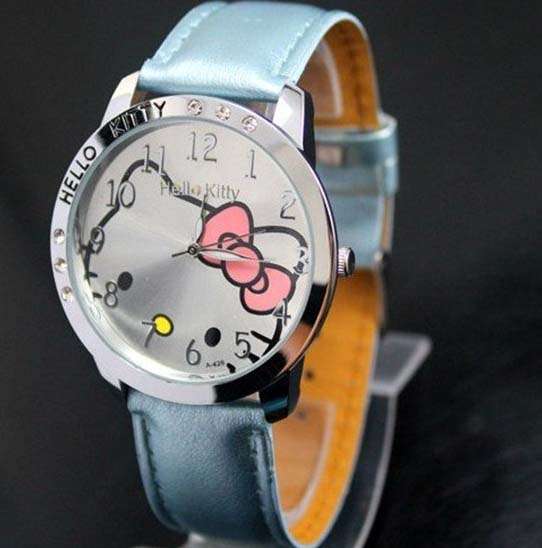 HELLO KITTY WATCH - BLUE STRAP / CRYSTALS - FREE SHIPPING!