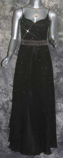 **IN STOCK** BLACK Formal Dresses /(36-38) BLACK Chiffon / Beaded Detail  - FREE SHIPPING!