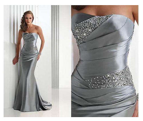 *SILVER* Evening Party Matric Bridesmaid Formal Gown Dress - Set Sizes - FREE SHIPPING