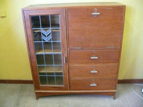 Burmese Teak Bookcase/Writing Bureau