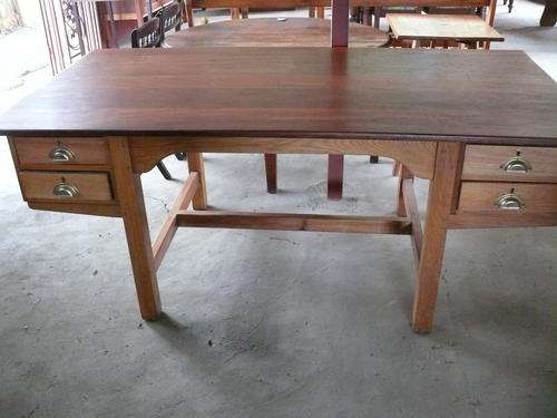 Large Saligna and Mahogany 4-drawer Government Desk