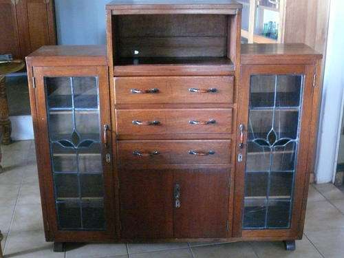 Burmese Teak Lead Glass Bookcase