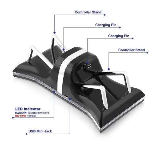 PS3 Blue Light Dual Docking Station for PS3 Controller