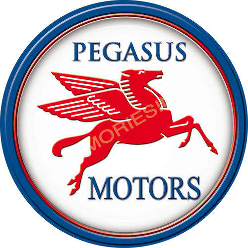Pegasus Motors - Round Classic Metal Sign