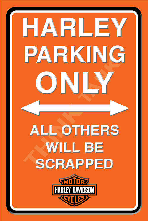 Harley Parking Only Metal Sign - Portrait