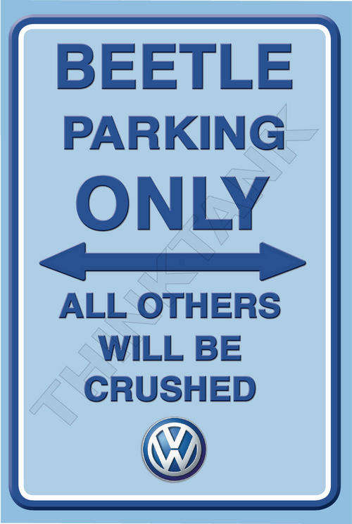 Beetle Parking Only Metal Sign - Portrait