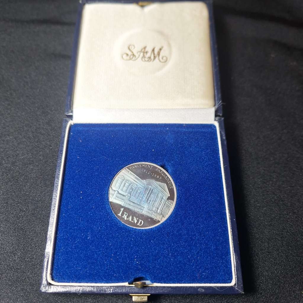 1985 Silver Proof 1 Rand - Parliament