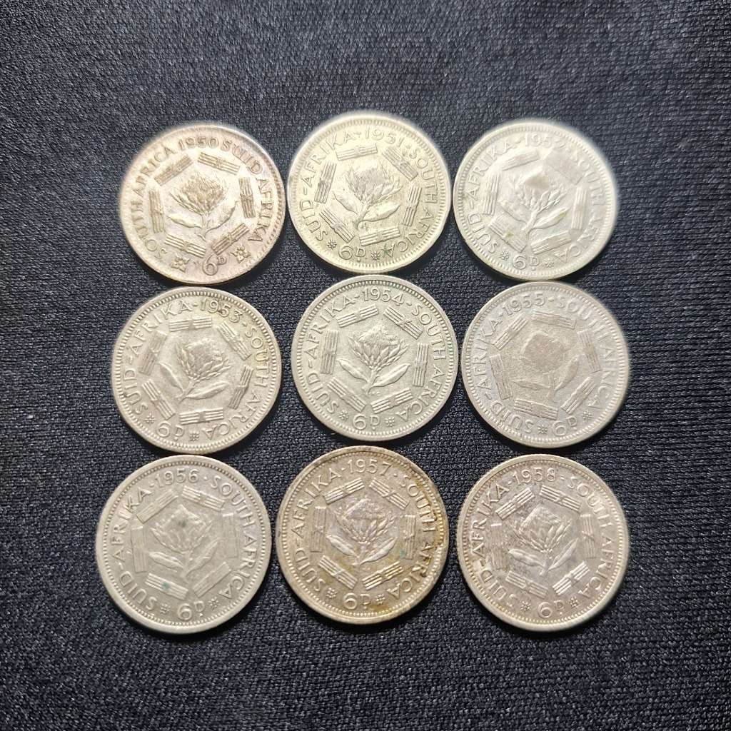 1950 - 1958 South Africa Sixpence