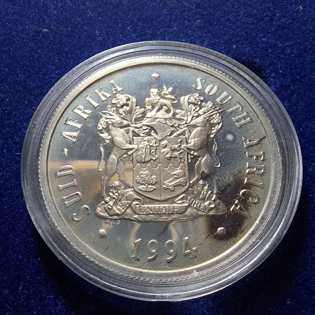 1994 Proof 1 Rand Presidential Inauguration coin in SA Mint Display Box