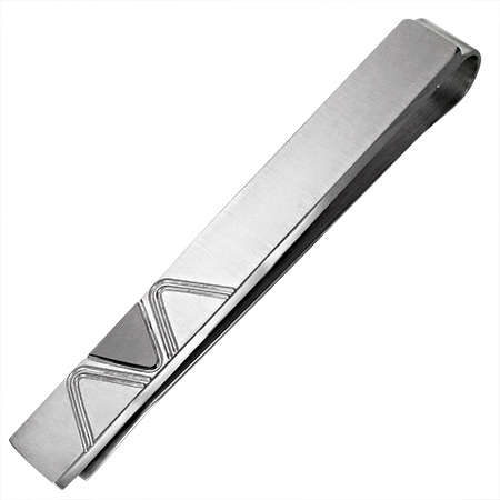 Stainless Steel 2-tone Lighting Bolt Bar C lasp Tie C lip - by Dazzling Jewellers