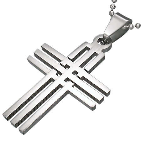 Stainless Steel Geometric Cross Pendant - by Dazzling Jewellers
