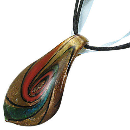 Fashion Focal Glass Teardrop Black String C ord Lace Necklace - by Dazzling Jewellers