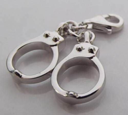 Hand Cuffs Charm by Dazzling Jewellers. Sterling Silver