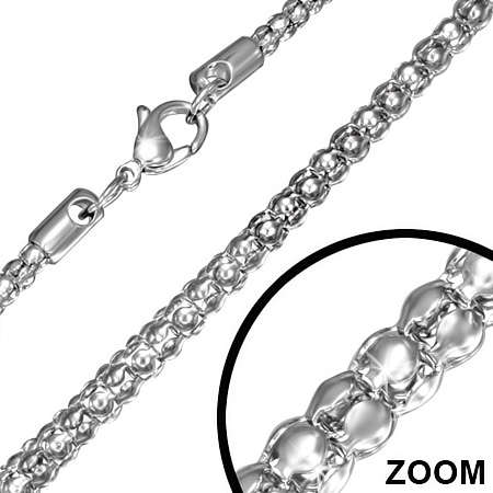 L-50cm W-3mm | Stainless Steel Lobster Claw Clasp Popcorn Link Chain - COM091