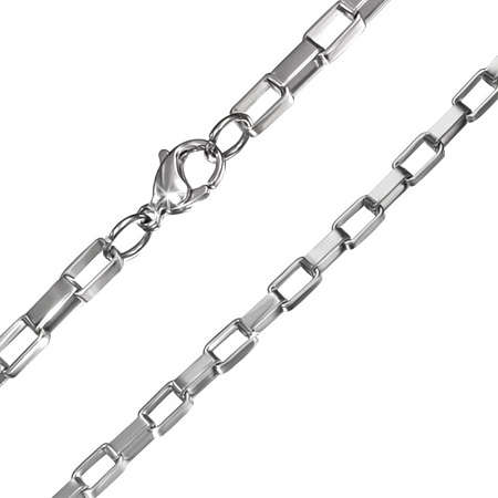 L-50cm W-4mm | Stainless Steel Lobster Claw Clasp Box Link Chain - CNM004