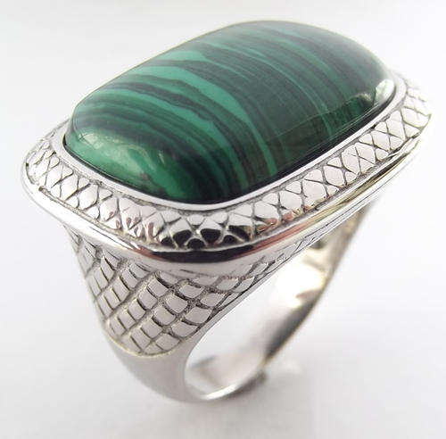 Stainless Steel Ring with malachite