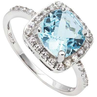 Blue Topaz and Created White Sapphires Dress/Wedding/Engagement Ring