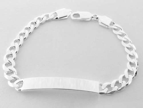 Strudy ID Name Curblink Bracelet in Sterling Silver, 21cm, 180 gauge,