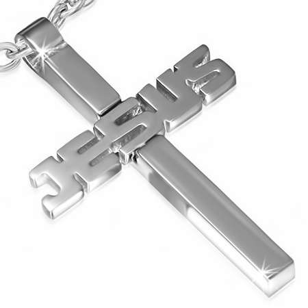 Stainless Steel Jesus Monogram Cross Pendant - PLY1124