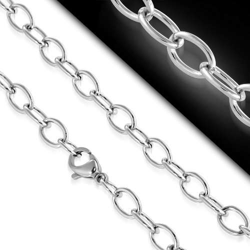 L-55cm W-5.5mm | Stainless Steel Lobster Claw Clasp Oval Link Chain - NCB532