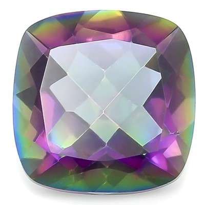 10mm, approx 3.44ct Cushion-cut Mystic Rainbow Topaz Gem