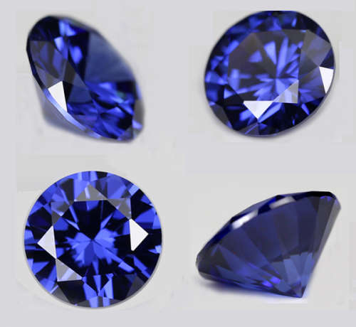 Tanzanite Synthetic Lab created Gemstone . 6mm, 1.10ct tanzanite simulation BOBT6