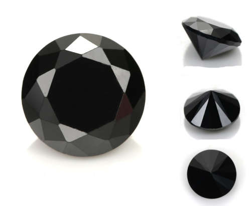 Black Cubic Zirconia 7mm, 1.25ct Black Diamond Simulation, Round brilliant-cut Gemstone,  BOBCZB7