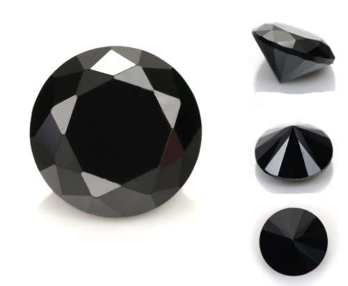 Black Cubic Zirconia 7mm, 1.25ct Black Diamond Simulation, Round brilliant-cut Gemstone, BOBCZB7