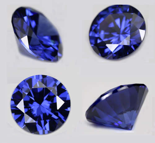 Tanzanite Synthetic. Lab created Gemstone . 6mm, 1.10ct tanzanite simulation BOBT6