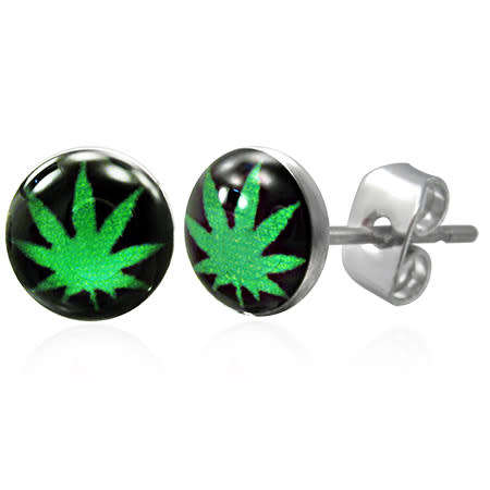 Cannabis Stud Earrings (7mm)